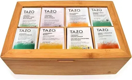 Tazo Tea Bags Sampler Variety Bamboo Tea Bag Organizer