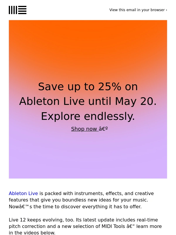 Ableton - Save up to 25% on Ableton Live 12