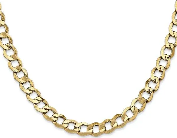 14K Solid Yellow Gold Curb Link Chain Necklace