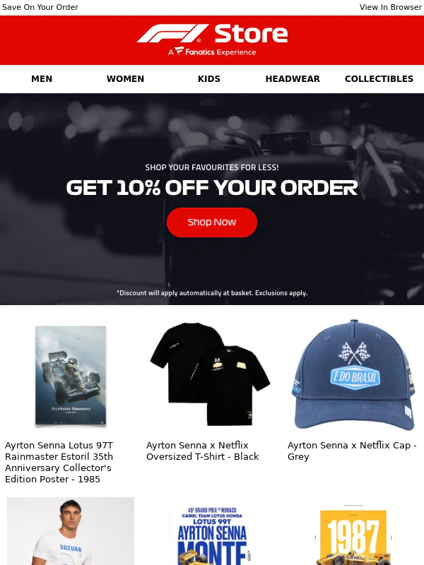 F1 Store - Final Reminder! Your 10% Discount Is Waiting…