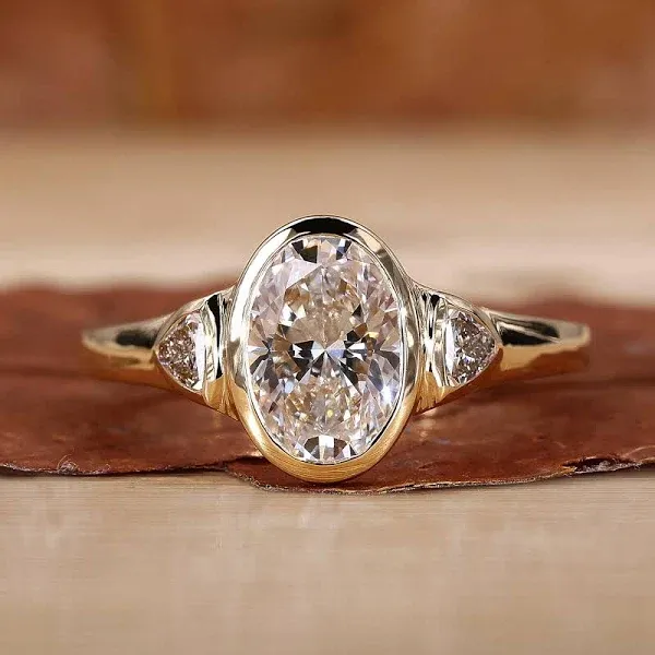 Three Stone Oval Engagement Ring Modern Beauty Gold