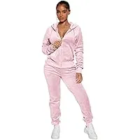 Yidengymx Womens 2 Piece Velour Tracksuit