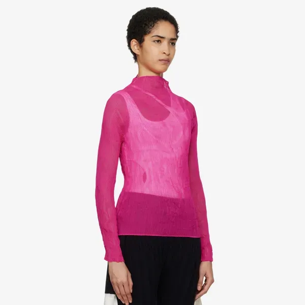 Issey Miyake Pink Chiffon Twist 3 Turtleneck