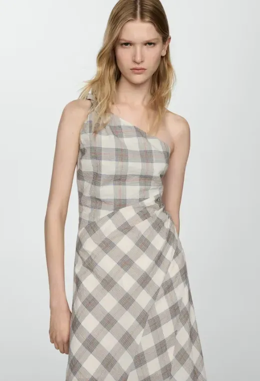 Check Asymmetrical Dress