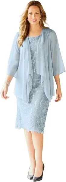Catherines Women's Plus Size Sparkling Lace Jacket Dress