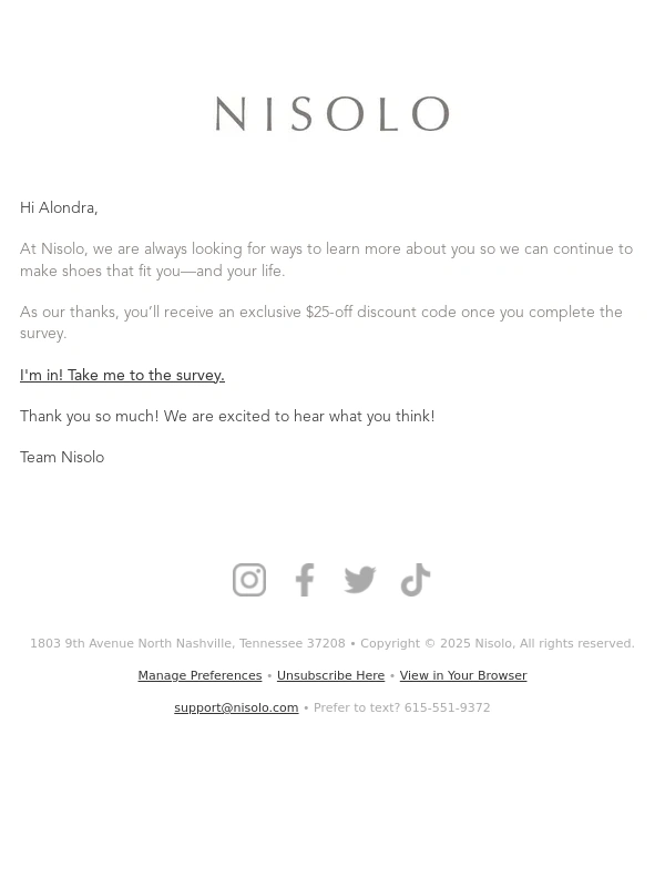 Nisolo - Share your thoughts,get $25
