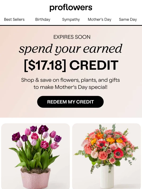 ProFlowers - Flowers,Plants & Gifts for Mom ? Apply your [$17.18] credit!