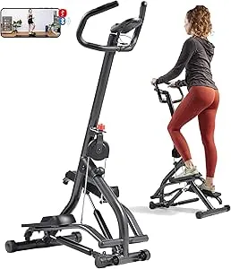 Sunny Health & Fitness Stair Stepper w/Handlebar, Extended Step Range Machine for Climbing Exercise, Compact, Height-Adjustable.