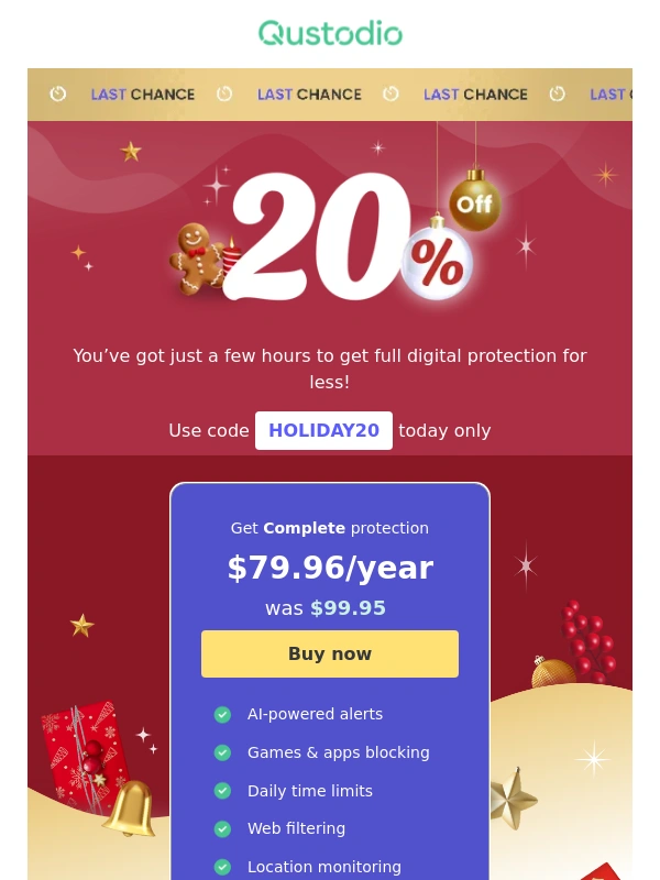 Qustodio - Quick! Last chance for 20% off Premium ⏳