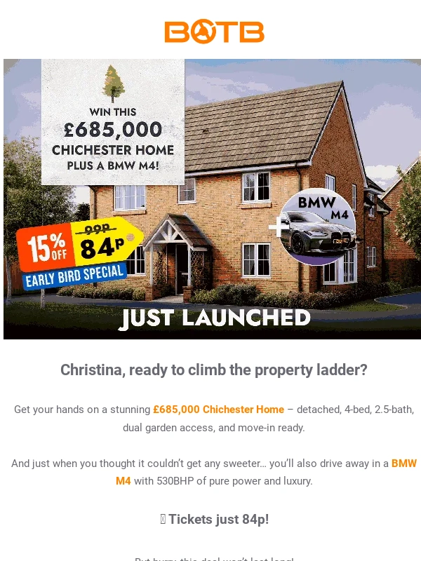 BOTB - ? 84p to Own This Dream Home + a BMW?! ?