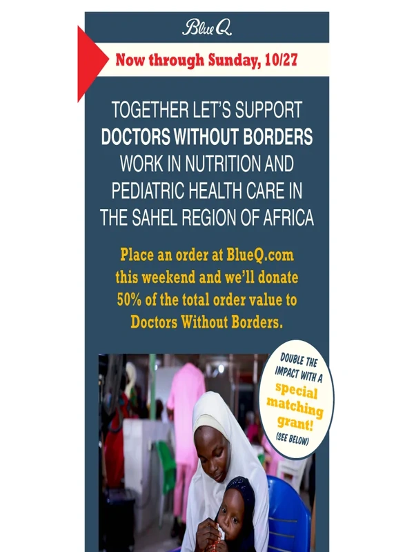 Blue Q - We're donating 50% to Doctors Without Borders