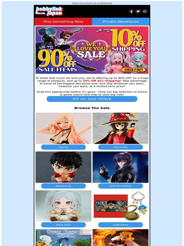 HLJ - ? Anime Figure Sale + Up to 10% Off Shipping!