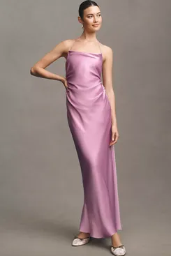 BHLDN Saylor Cowl-Neck Satin Maxi Dress