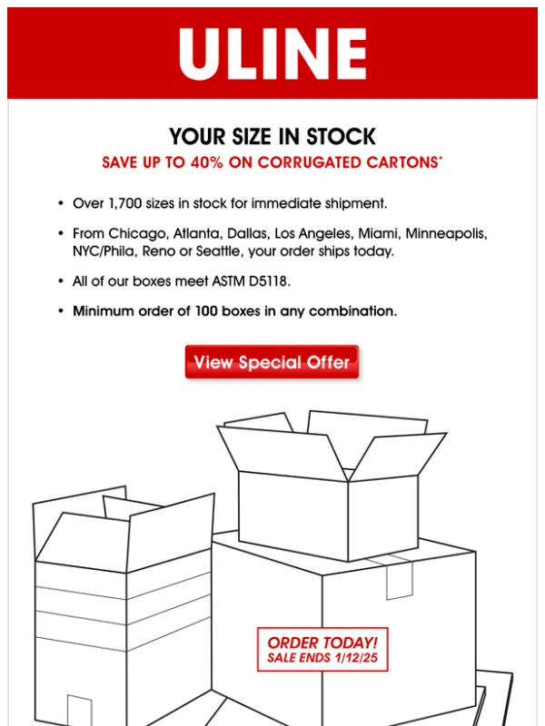 Uline - The Ultimate Box Sale