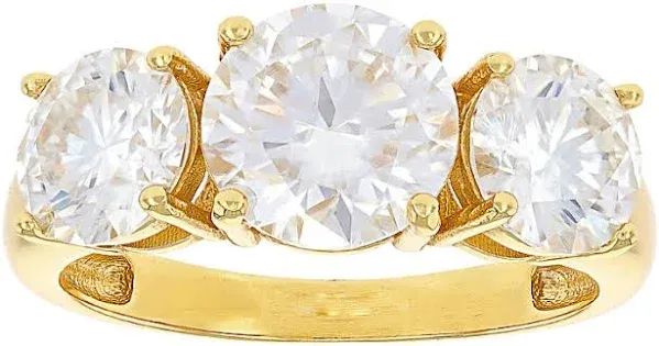 14K Yellow Gold Moissanite 3 Stone Ring