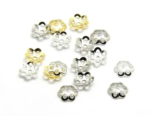 Honeyhandy 6-Petal Brass Tiny Flower Bead Caps