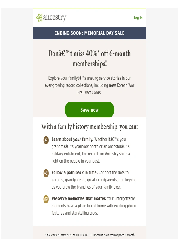 Ancestry - Get 40% off memberships now