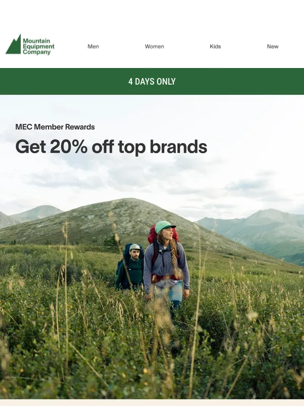 MEC - Members: Get 20% off a full-price item from your fave brands
