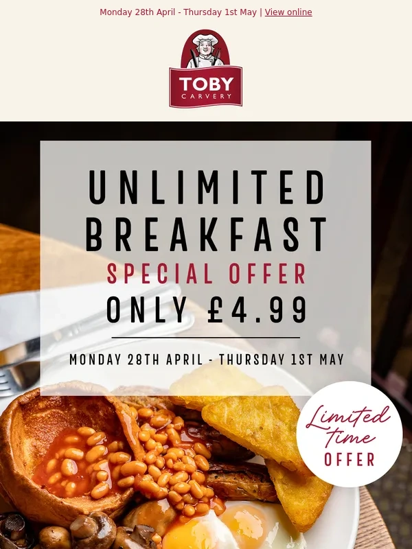 Toby Carvery - Unlimited breakfast for £4.99! ?