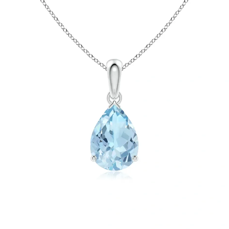 Pear-Shaped Aquamarine Solitaire Pendant