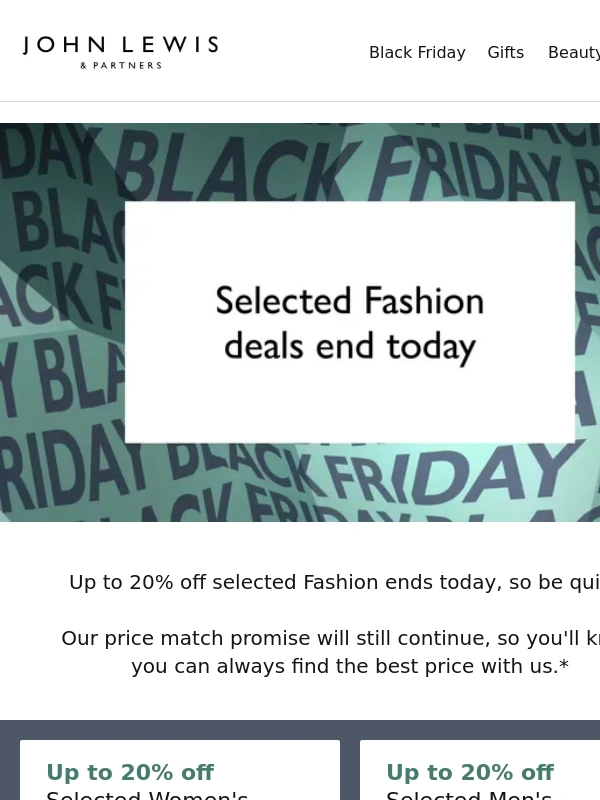 John Lewis - Hurry! Selected Fashion deals end today