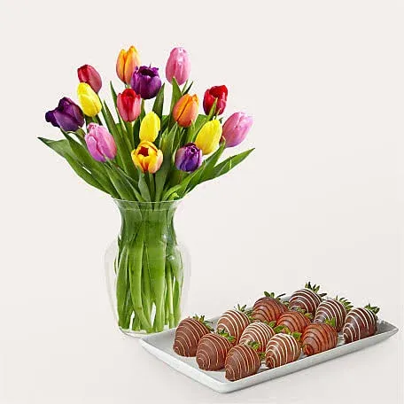 Proflowers Picnic Tulips Bouquet and Berry Bundle