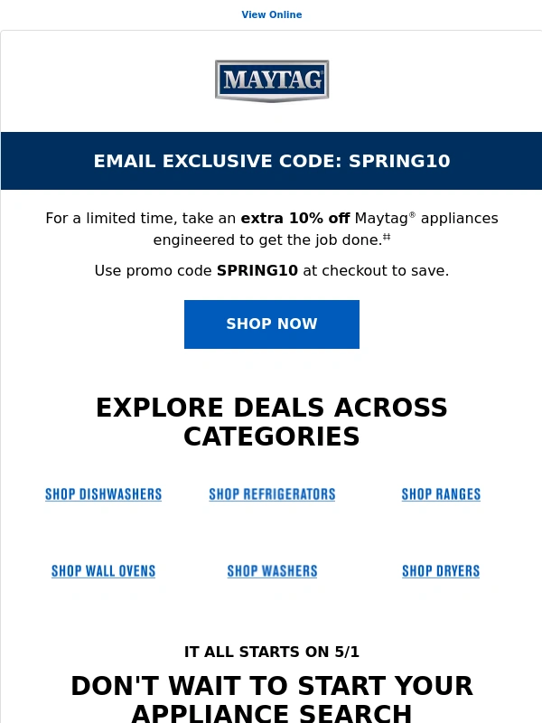 Maytag - Limited-time offer: Extra 10% off major appliances