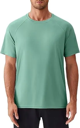 PINSPARK Mens Athletic Shirts Short Sleeve Quick Dry Gym Tshirt Lightweight Swimming Shirt UV Protection Rash Guard Shirts