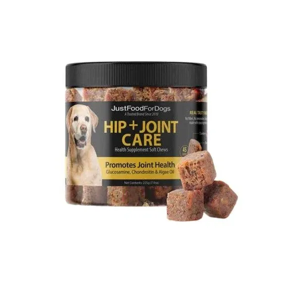 JustFoodForDogs Hip + Joint Soft Chews Mobility Supplement for Dogs with Glucosamine and Chondriotin