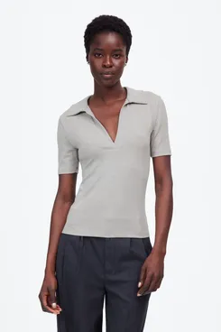 Madewell Drapey Rib Short-Sleeved Polo Top