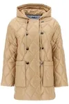 Shiny Quilt Hooded Jacket In Cream