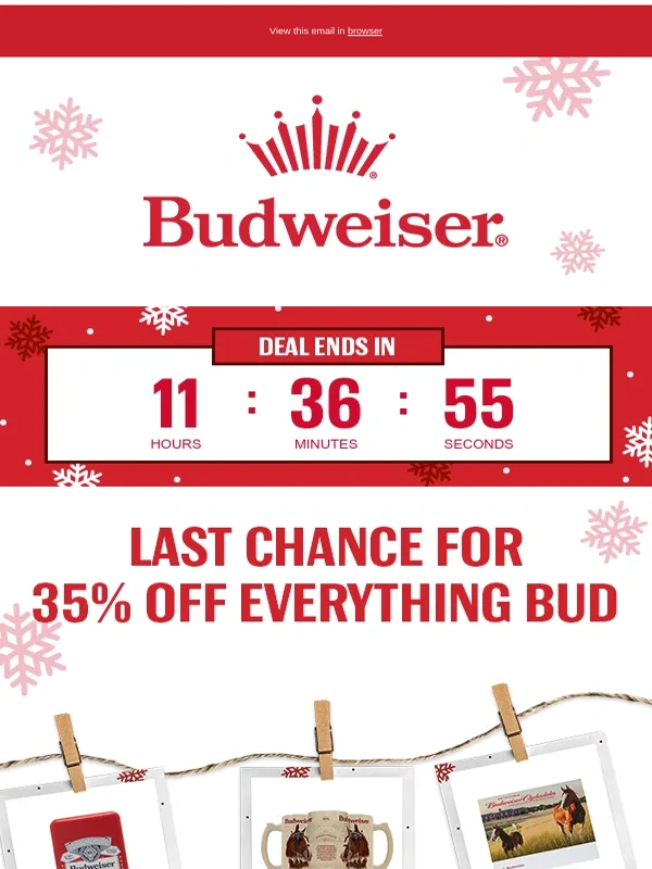 Budweiser - STOCK UP ON 35% OFF BUD GEAR