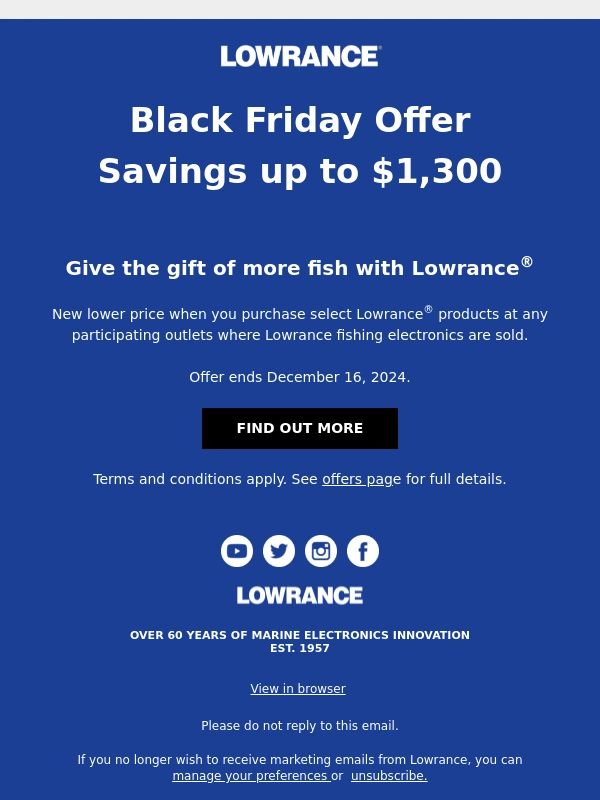 Lowrance - Black Friday savings up to $1,300 on select Lowrance product