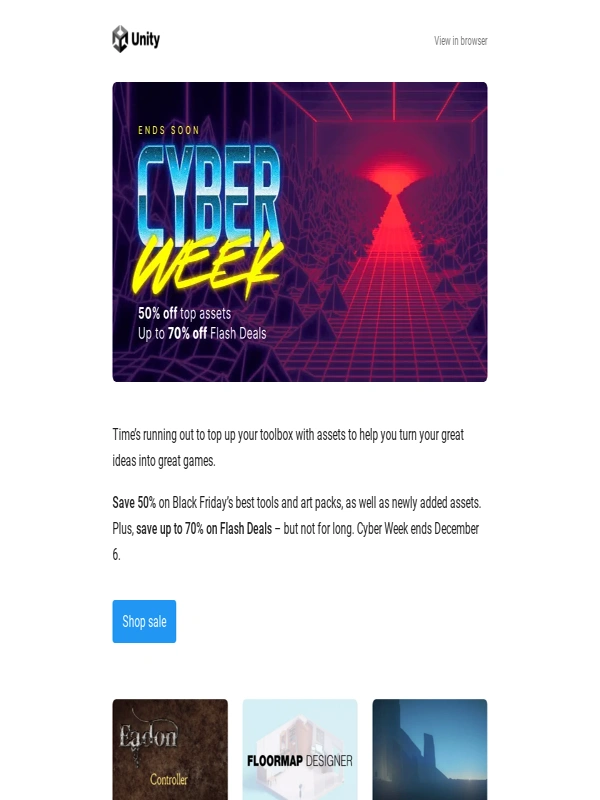 Unity Asset Store - There,last chance for Cyber Week deals