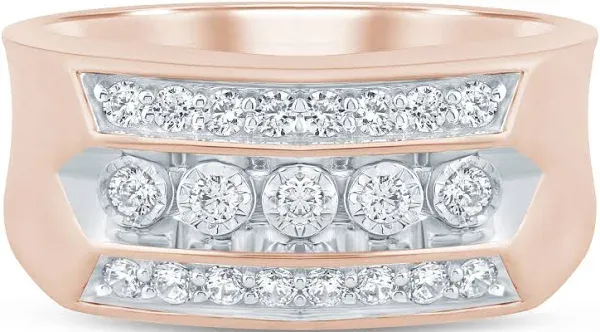 Helzberg Diamonds 1/4 ct. tw Men's. Diamond Three-Row Ring