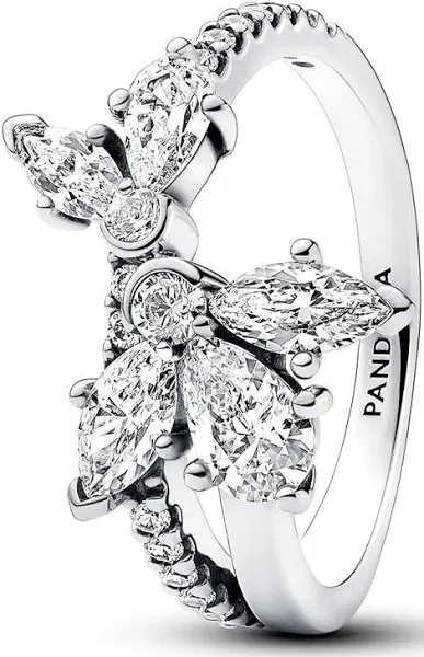 Pandora Sterling Silver Sparkling Asymmetrical Herbarium Cluster Ring