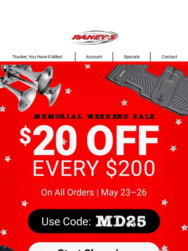 Raneys Truck Parts - Starts Now: $20 Off Every $200 ??