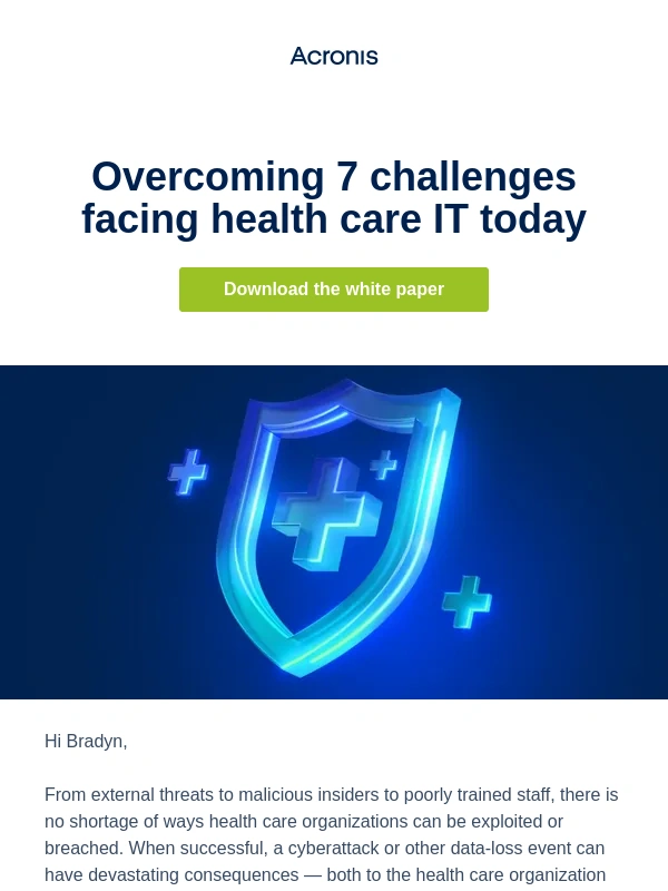 Acronis - Solving Critical Challenges in Health Care IT