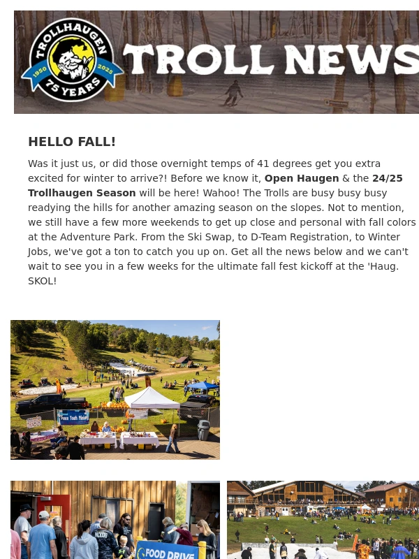 Trollhaugen - FALL @ TROLL! | Open Haugen,Ski Swap,Fall Zip Line,& more!