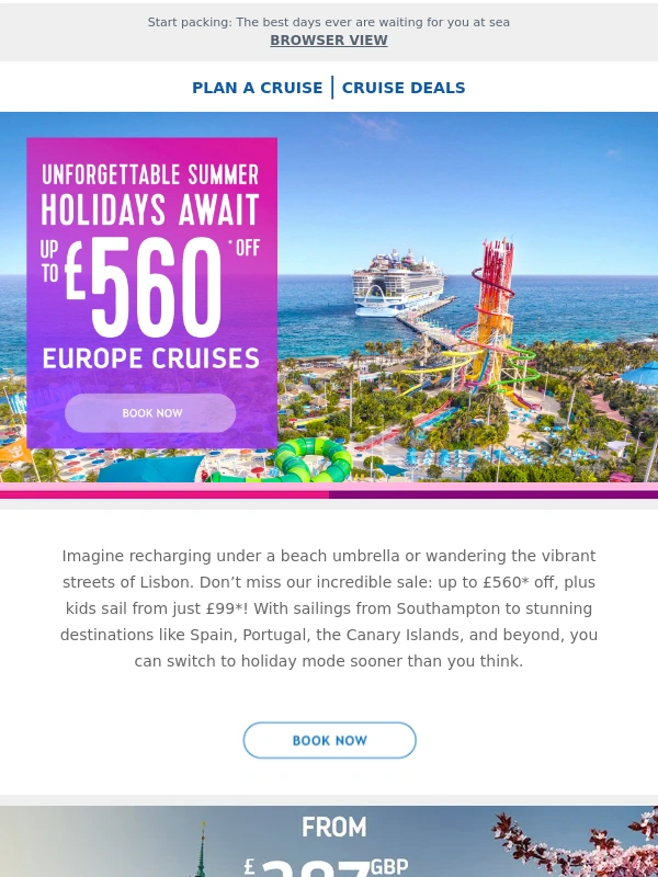 Royal Caribbean - Save up to £560 on blue skies and sunshine