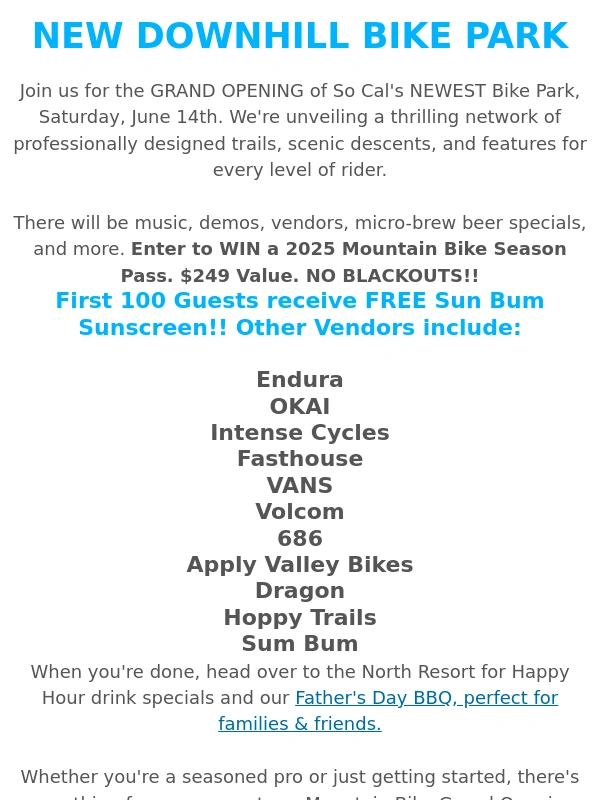 Mountain High - New Mountain Bike Park Grand Opening 6/14