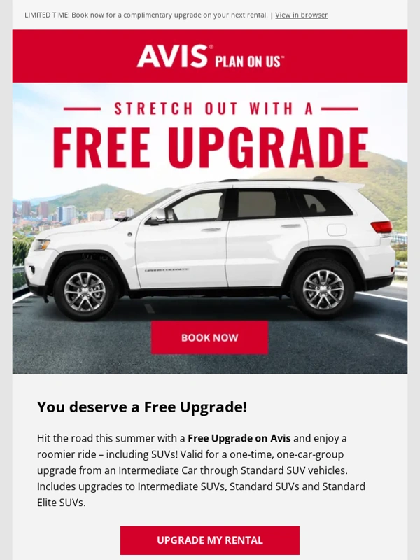 Avis - Olive,kick off summer with a Free Upgrade – including SUVs!