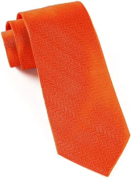 Men's Tie Bar Herringbone Tie Rust Orange