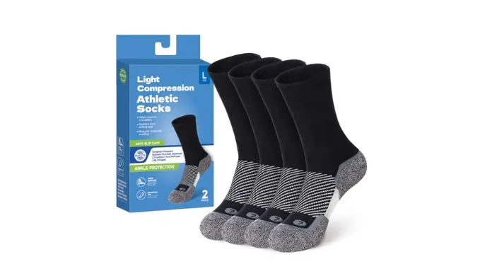 Keraluma Athletic Socks for Women and Men (2 Pairs) Sport Running Crew Socks – Moisture Wicking Sock for Hiking, Cycling, Gym, Workout (Small, Black)