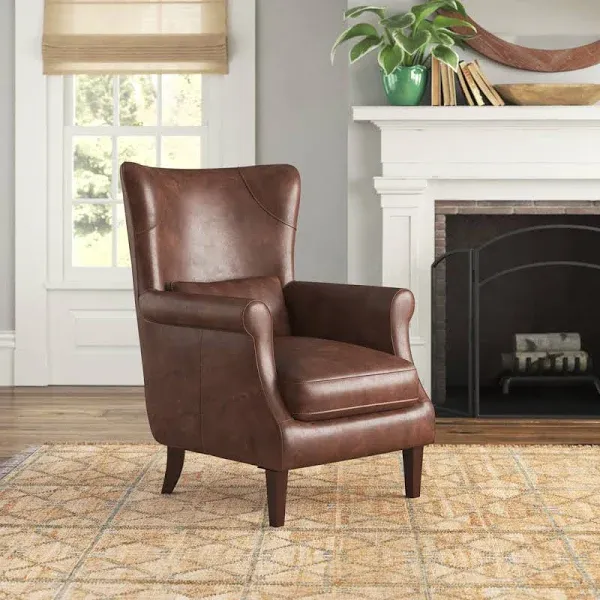 Birch Lane Emerald Leather Wingback Chair