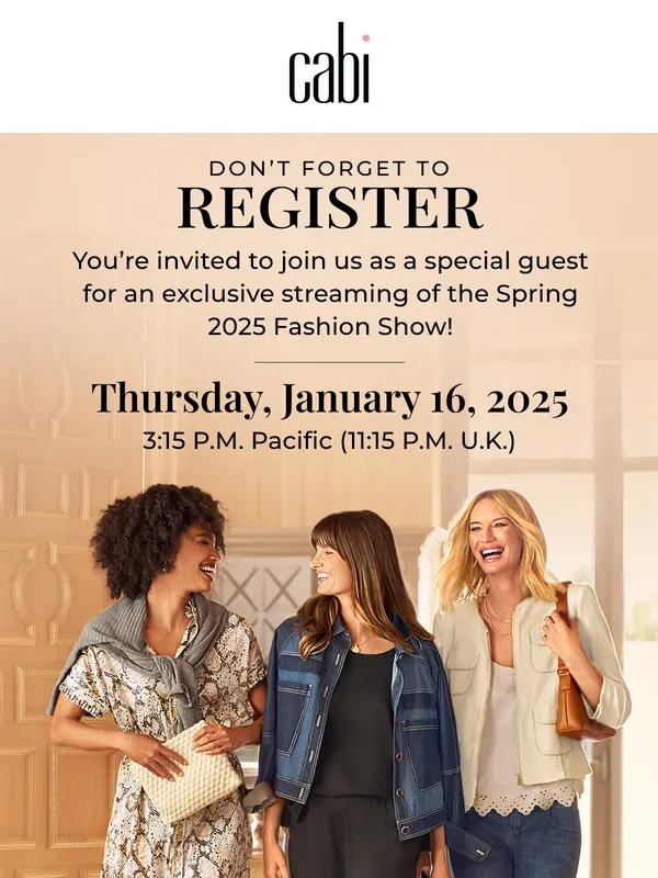 cabi - ? We can hardly wait! Watch the cabi Fashion Show LIVE tomorrow! ?