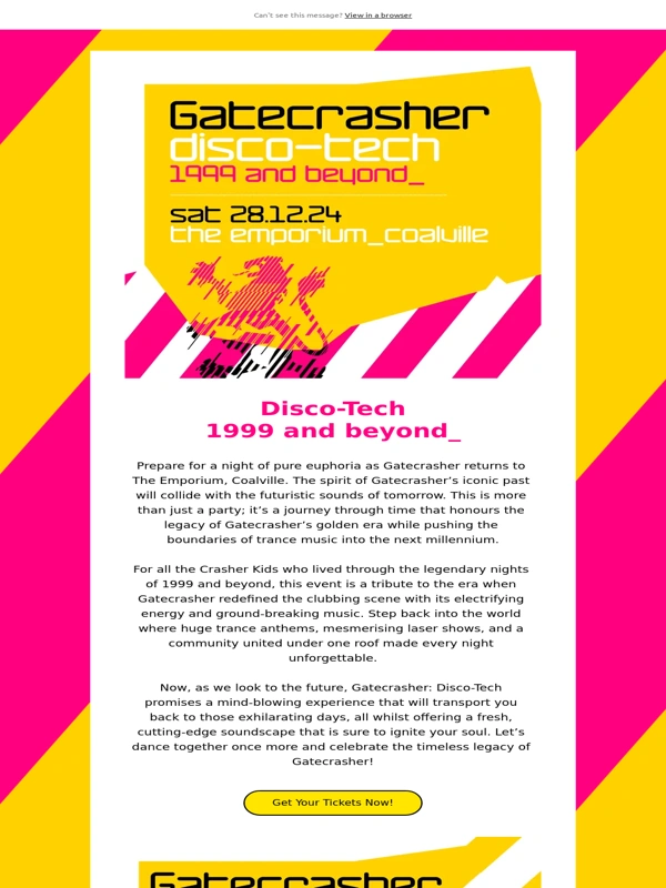 Skiddle - GATECRASHER DISCO-TECH | 1999 and Beyond_