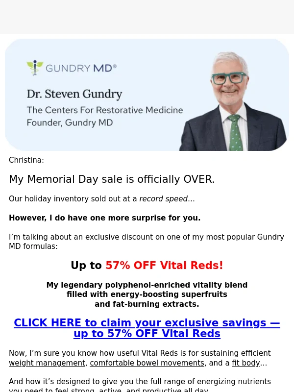 Gundry MD - Vital Reds is ON SALE!