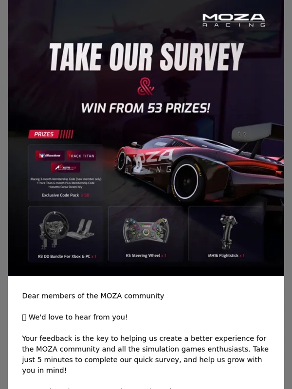 Moza Racing - Take Our Survey & Win Big! ?
