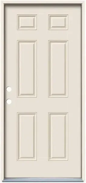 Mastercraft® 36"W x 80"H Primed Steel 6-Panel Prehung Exterior Door - Right Inswing